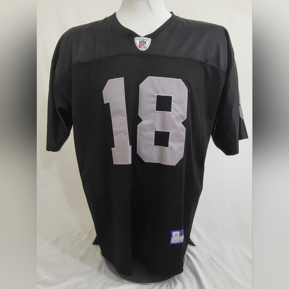Vintage Oakland Raiders Jersey Men's Size 54 Black Reebok Randy Moss #18 NFL VTG - Picture 1 of 12
